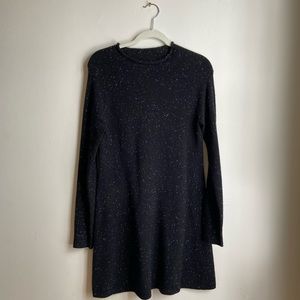 Theory Black and White Speckled Sweater Dress
